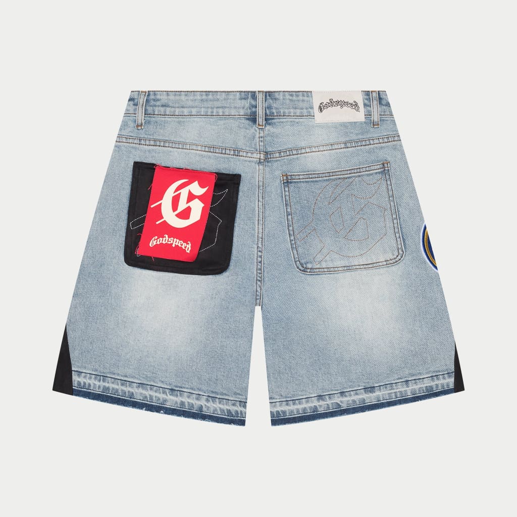 Patchwork Denim Shorts V2 (Blue) - Image 2